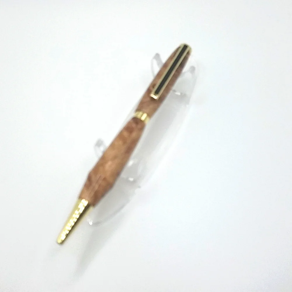 Exotic Zebrawood Twist Pen with Gold Accents Artisan Crafted